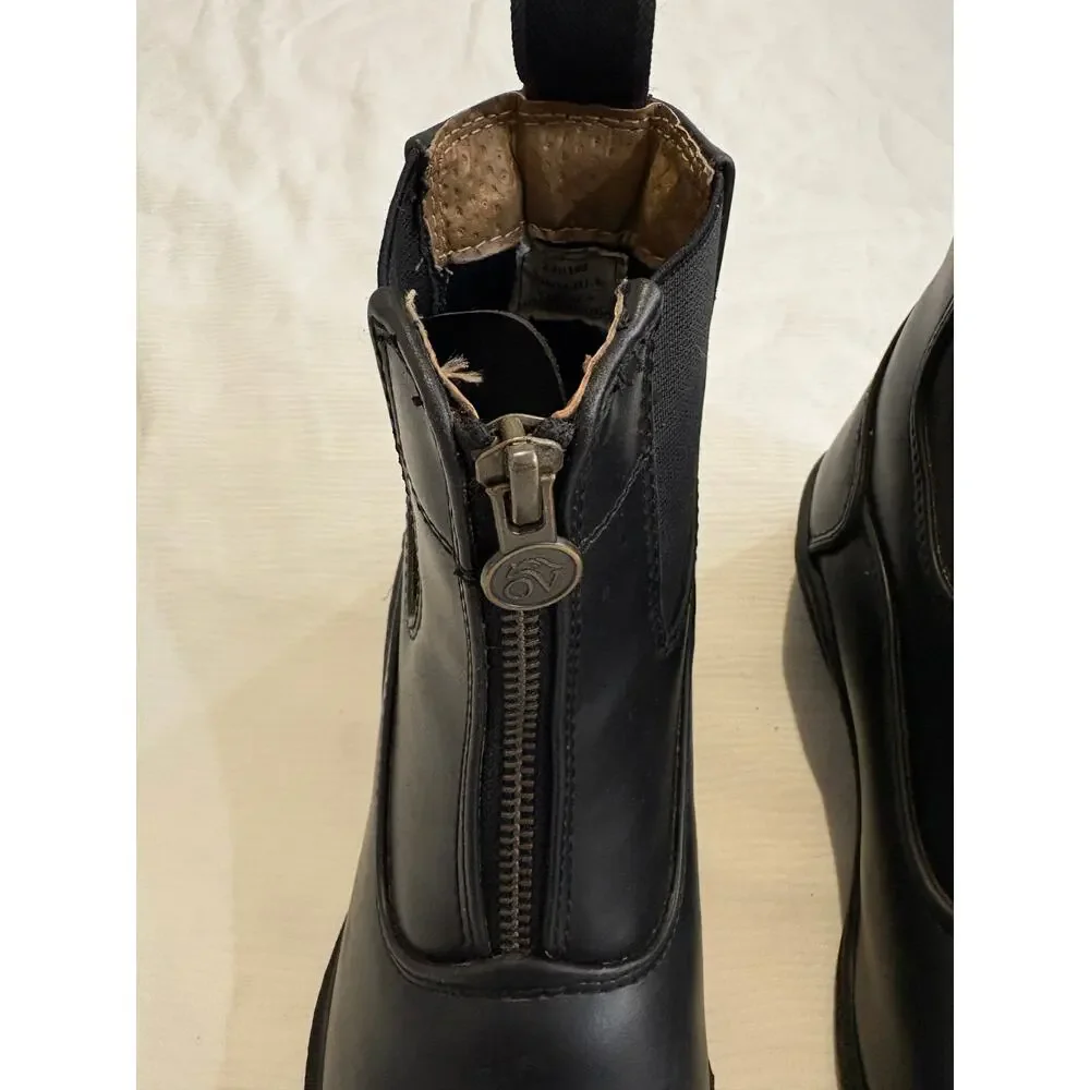 Ovation Child's 3 Quantum Zip Paddock Riding Boots Polished Black Faux Leather